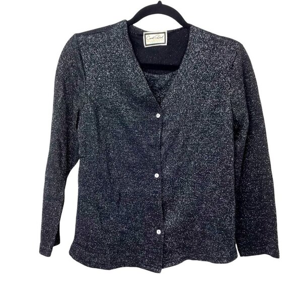 CARROLL REED Sparkle Black Layered Cardigan - Picture 2 of 14